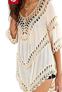 UMGEE CREAM CROCHET‎ LONG TUNIC/COVERUP